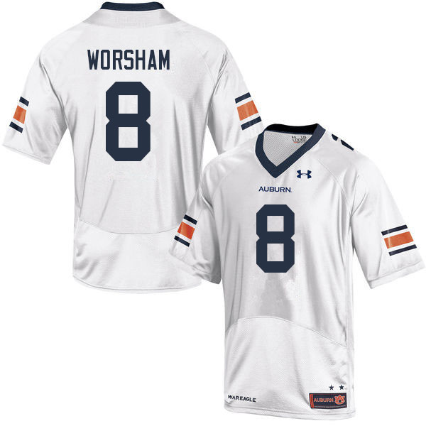 Men's Auburn Tigers #8 Dazalin Worsham White 2022 College Stitched Football Jersey